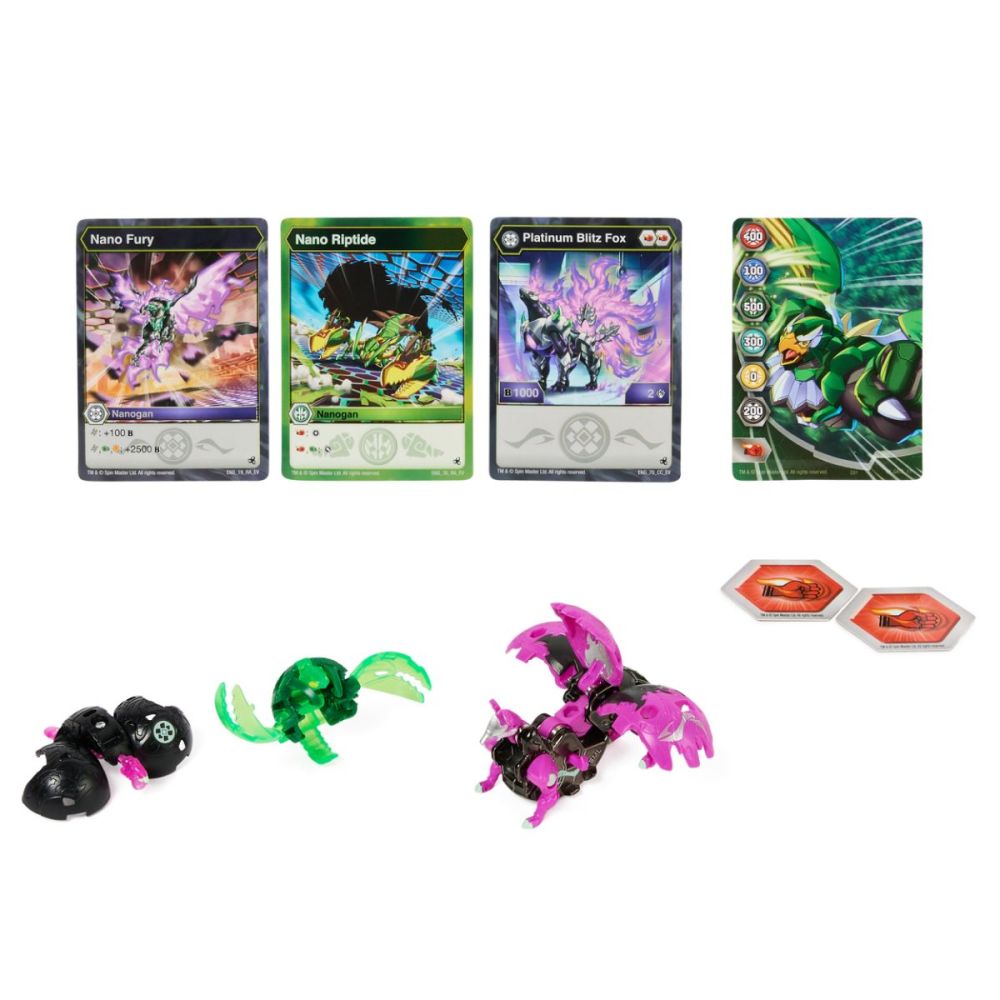 Метална фигурка Bakugan Evolutions, Platinum Power Up S4, Blitz Fox, 20138077