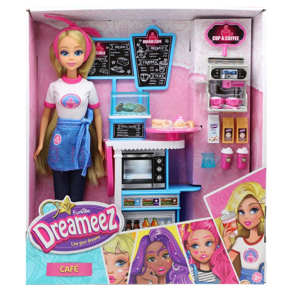 Комплект за игра с кукла и аксесоари, Dreameez, Кафене