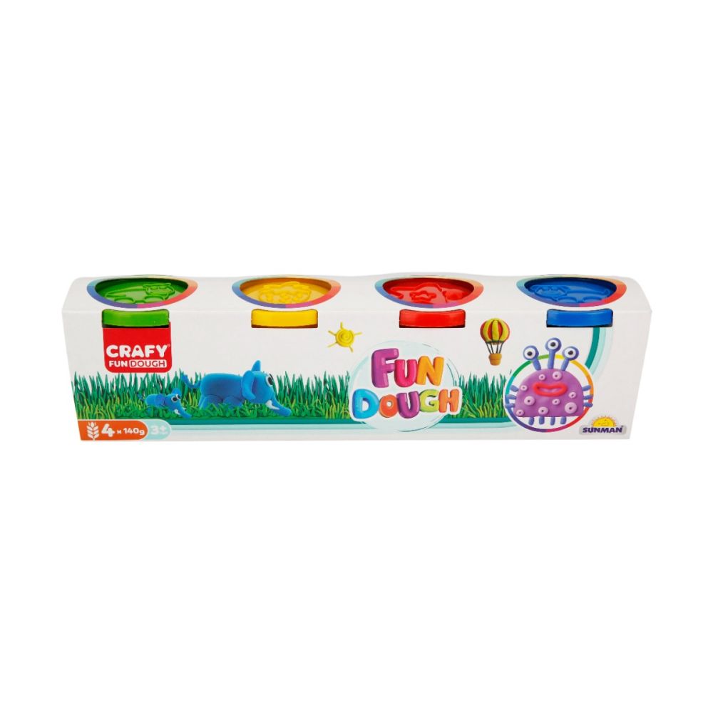 Комплект пластилин с 4 цвята, Crafy Fun, 560 гр