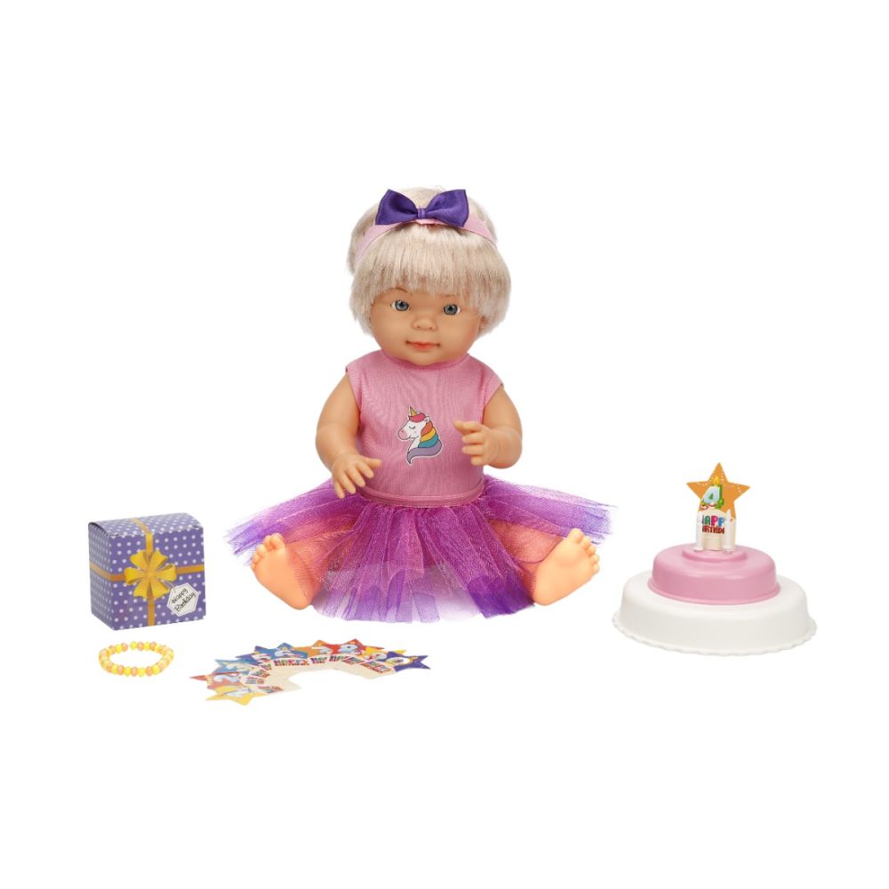 Парти комплект с кукла Bebelou, Dollz And More, и лилава пола, 40см