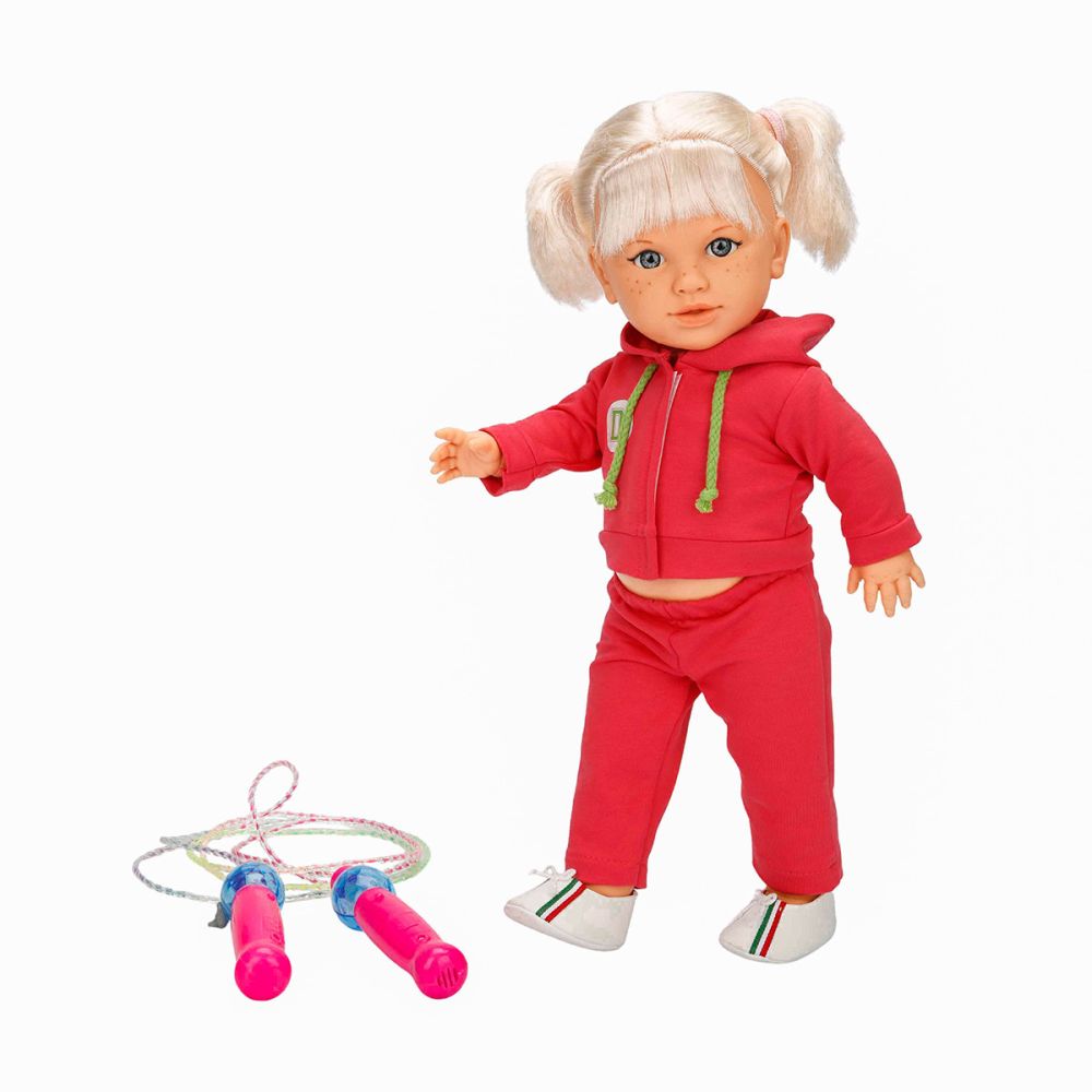 Кукла Тина в спортен тоалет, Dollz And More, Тъмно розово, 45см