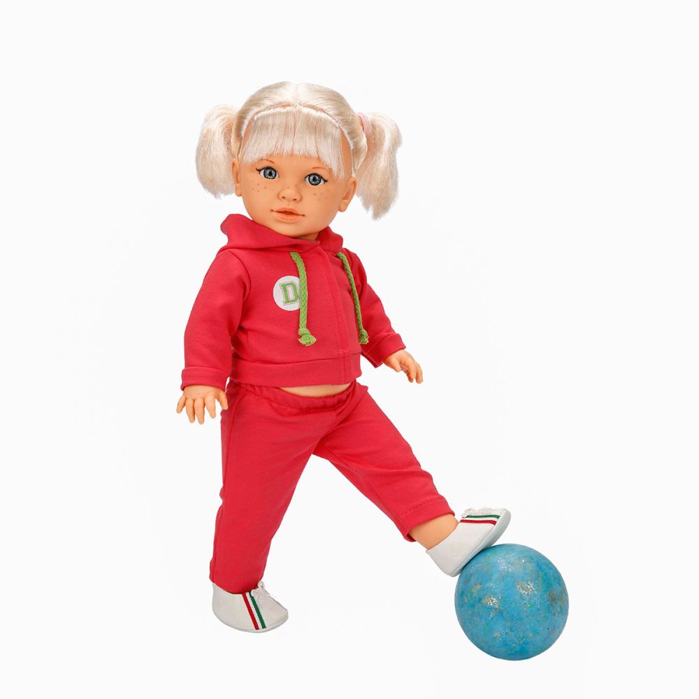 Кукла Тина в спортен тоалет, Dollz And More, Тъмно розово, 45см