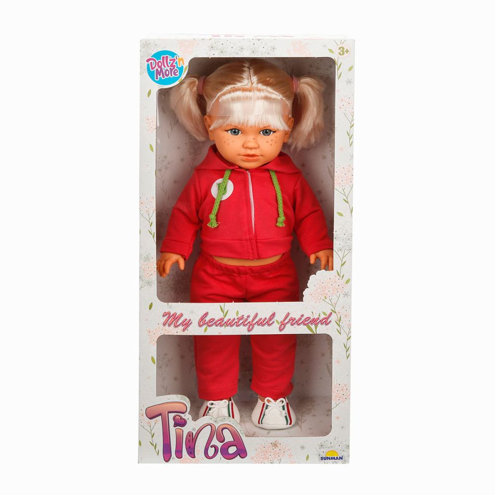 Кукла Тина в спортен тоалет, Dollz And More, Тъмно розово, 45см