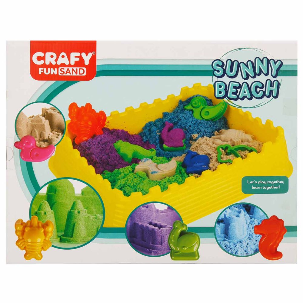 Комплект моделиращ пясък, Crafy Fun Sand, Sunny Beach, 13 части, 1 кг пясък