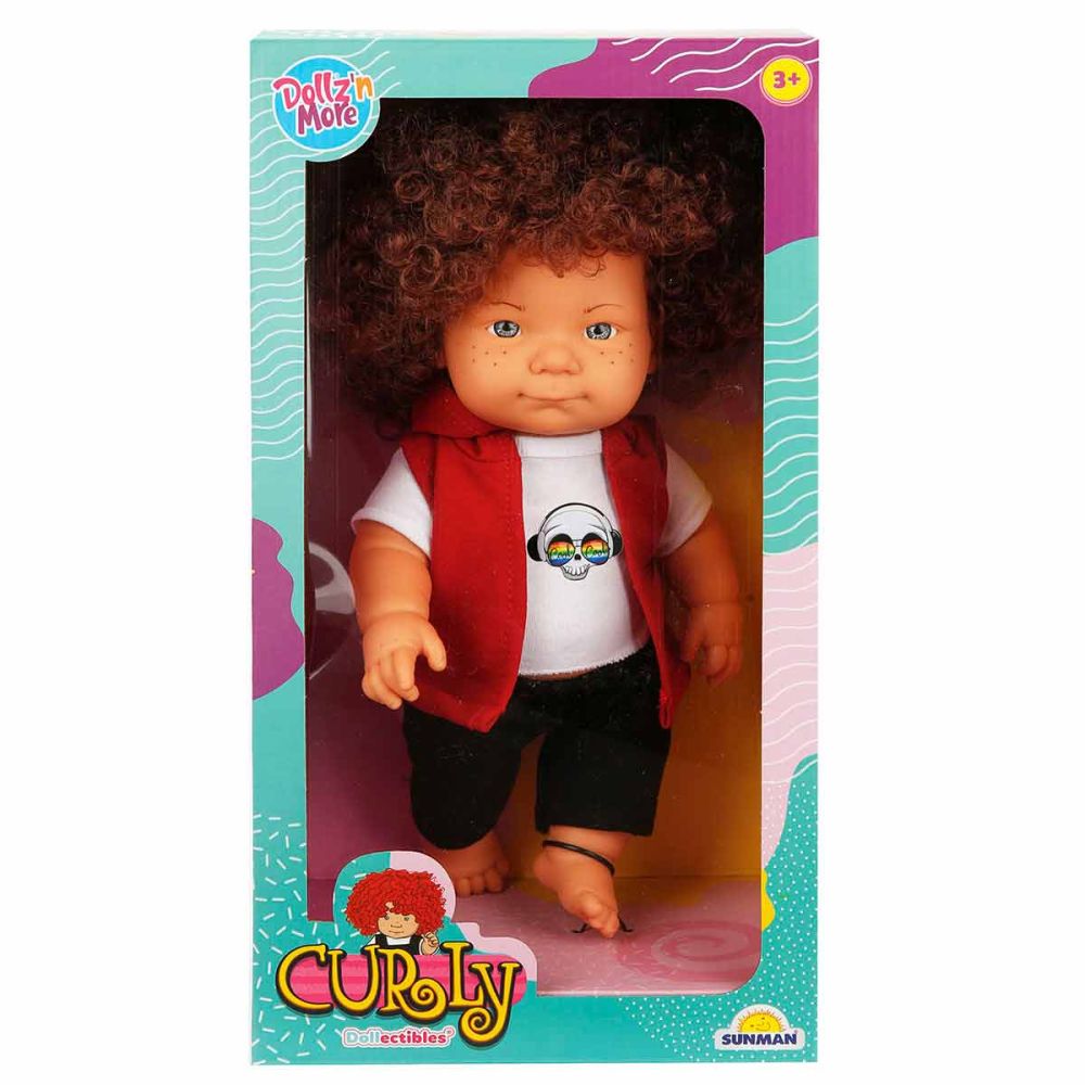 Кукла Curly, Dollz And More, Облечен в тениска с череп, 35 см