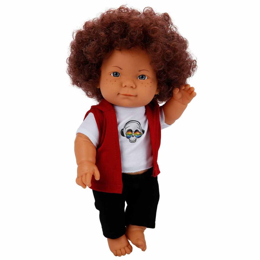 Кукла Curly, Dollz And More, Облечен в тениска с череп, 35 см