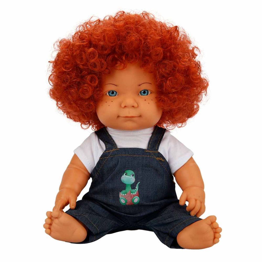 Кукла Curly, Dollz And More, Облечен с гащеризон със  зелен динозавър, 35 см