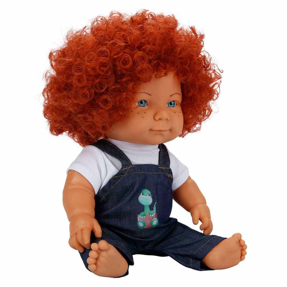 Кукла Curly, Dollz And More, Облечен с гащеризон със  зелен динозавър, 35 см