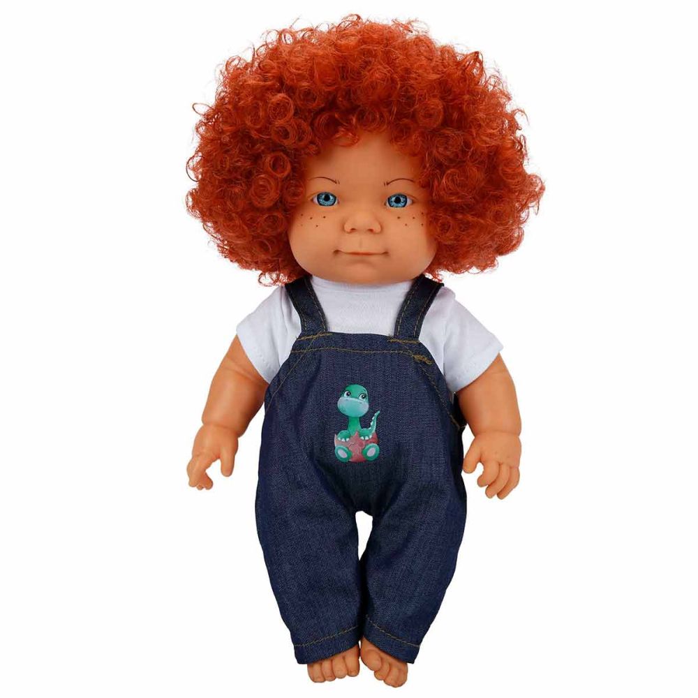 Кукла Curly, Dollz And More, Облечен с гащеризон със  зелен динозавър, 35 см