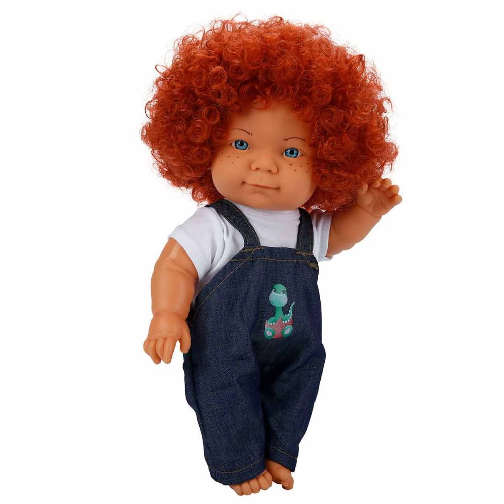 Кукла Curly, Dollz And More, Облечен с гащеризон със  зелен динозавър, 35 см