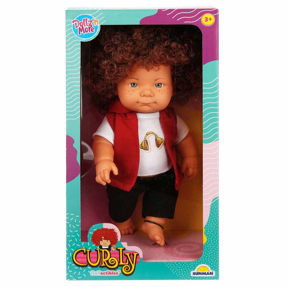 Кукла Curly, Dollz And More, Облечена с тениска със слушалки, 35 см