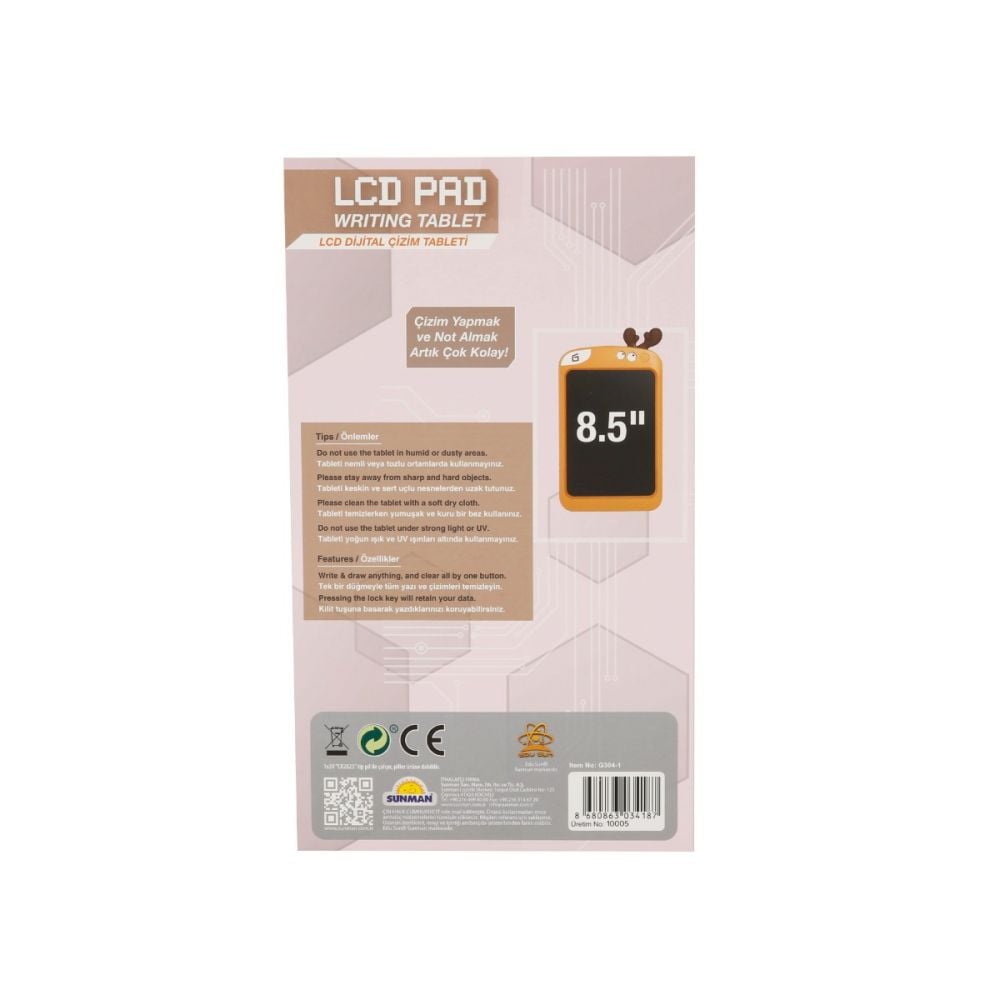 Цифров таблет LCD, за писане и рисуване, Edu Sun, 10.5 инча, Сърна, Оранжев