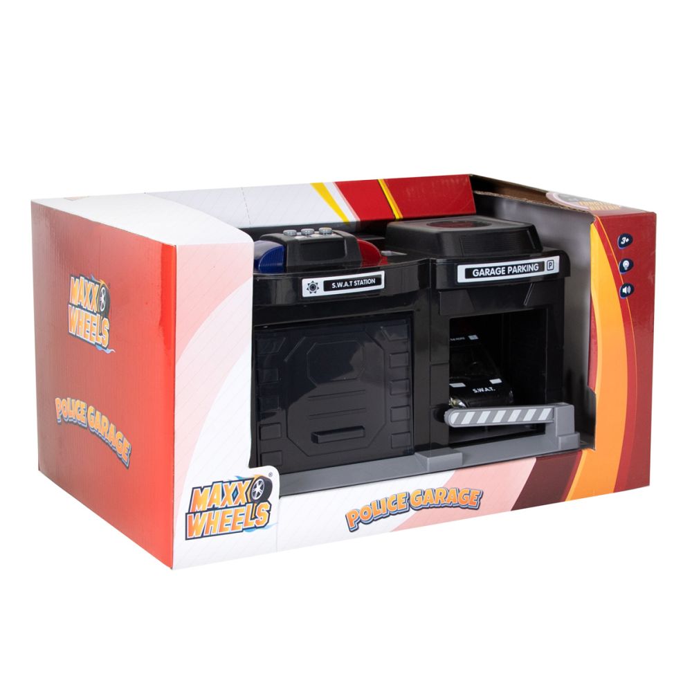 Комплект за игра с гараж и полицейска кола, Maxx Wheels, 1:32