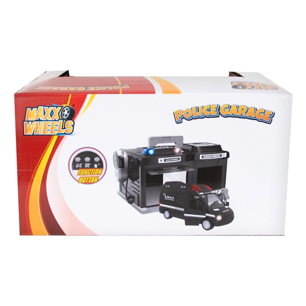 Комплект за игра с гараж и полицейска кола, Maxx Wheels, 1:32