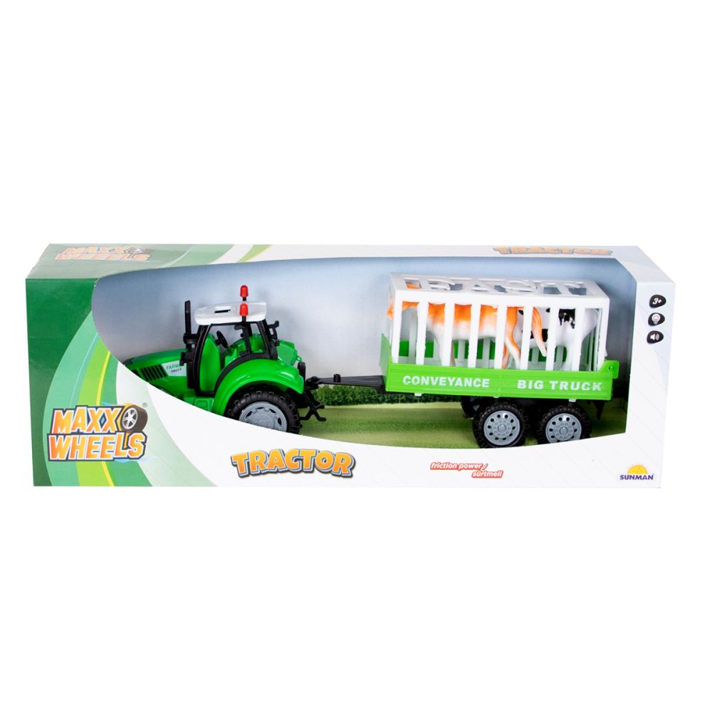 Трактор и ремарке с животни, Maxx Wheels, Farmer Toys