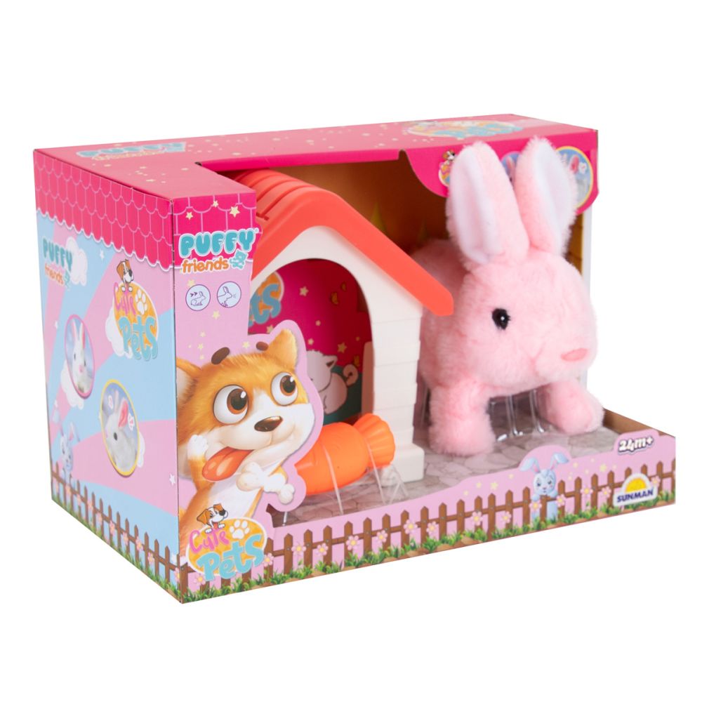 Интерактивна плюшена играчка, Puffy Friends, Зайче с къщичка