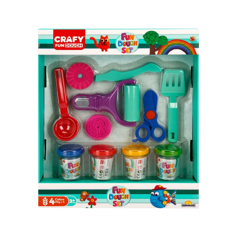 Комплект 10 части за дизайн с пластилин, Crafy, 200 гр