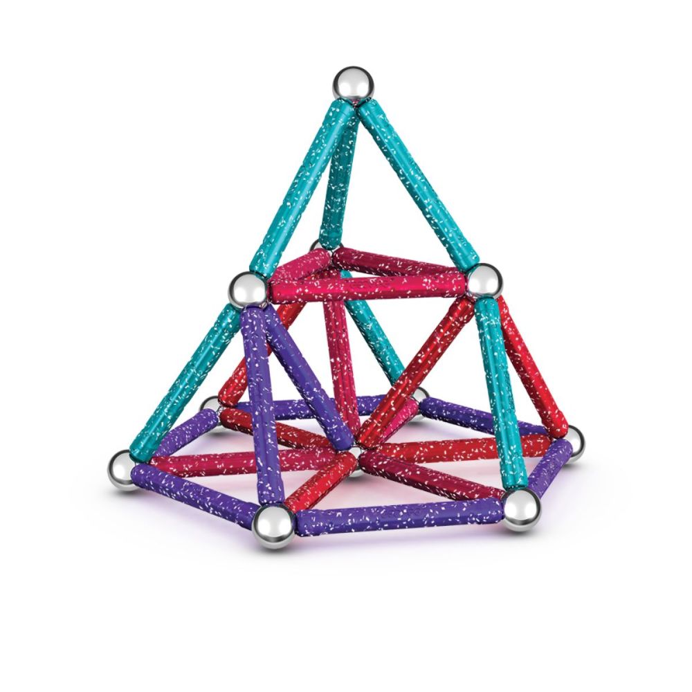 Игра с магнитна конструкция, Geomag Glitter, 60 Части, Рециклирана