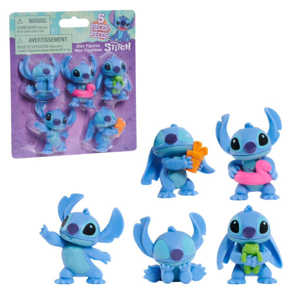 Комплект 5 мини фигурки, Disney Stitch, 5 см