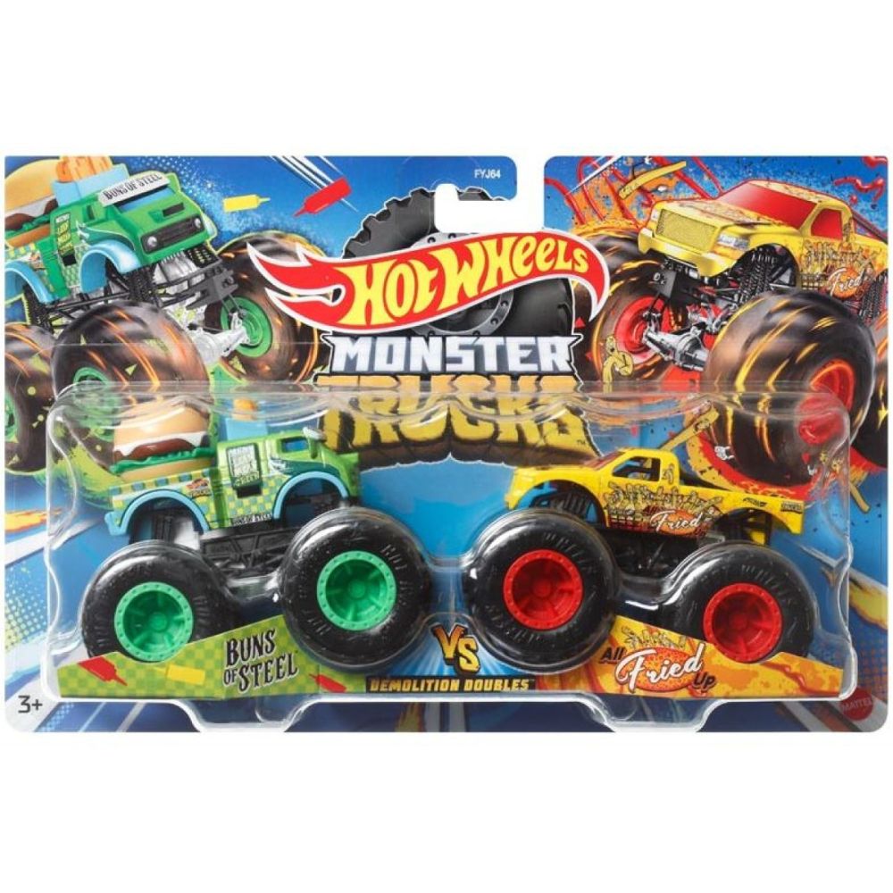 Комплект от 2 коли Monster Truck, Hot Wheels, Bins of Steel и All Fried up, 1:64, HLT64