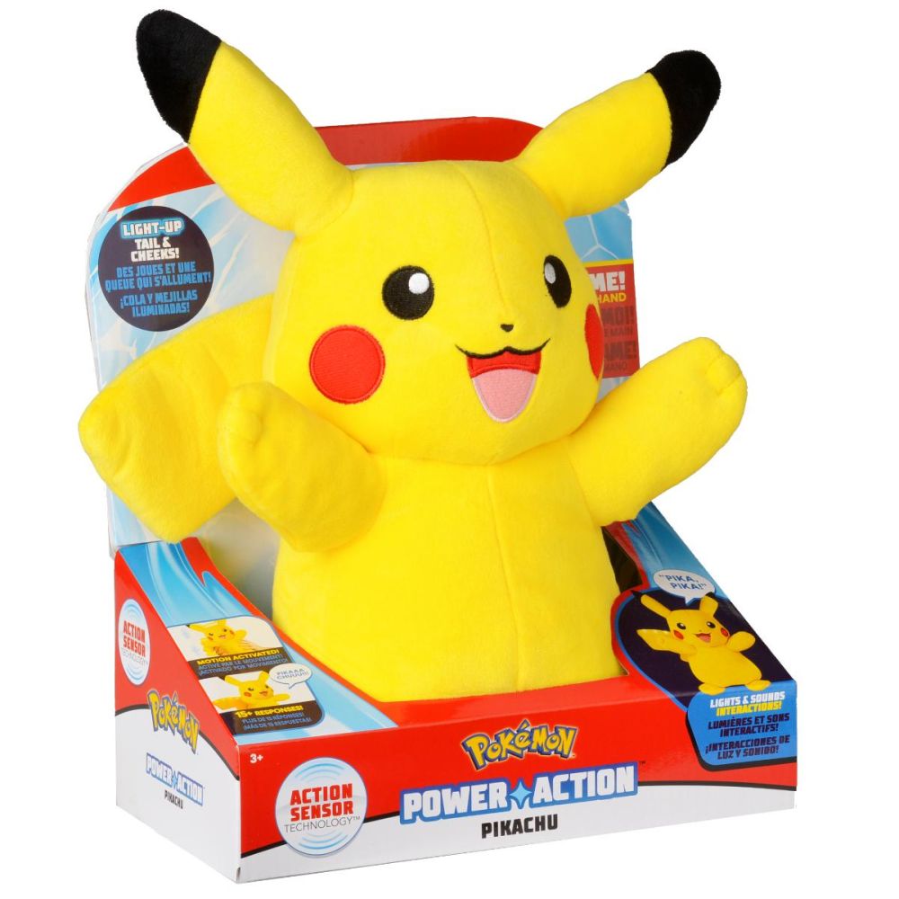 Интерактивна плюшена играчка, Pokemon, Power Action, Pikachu, 20 см