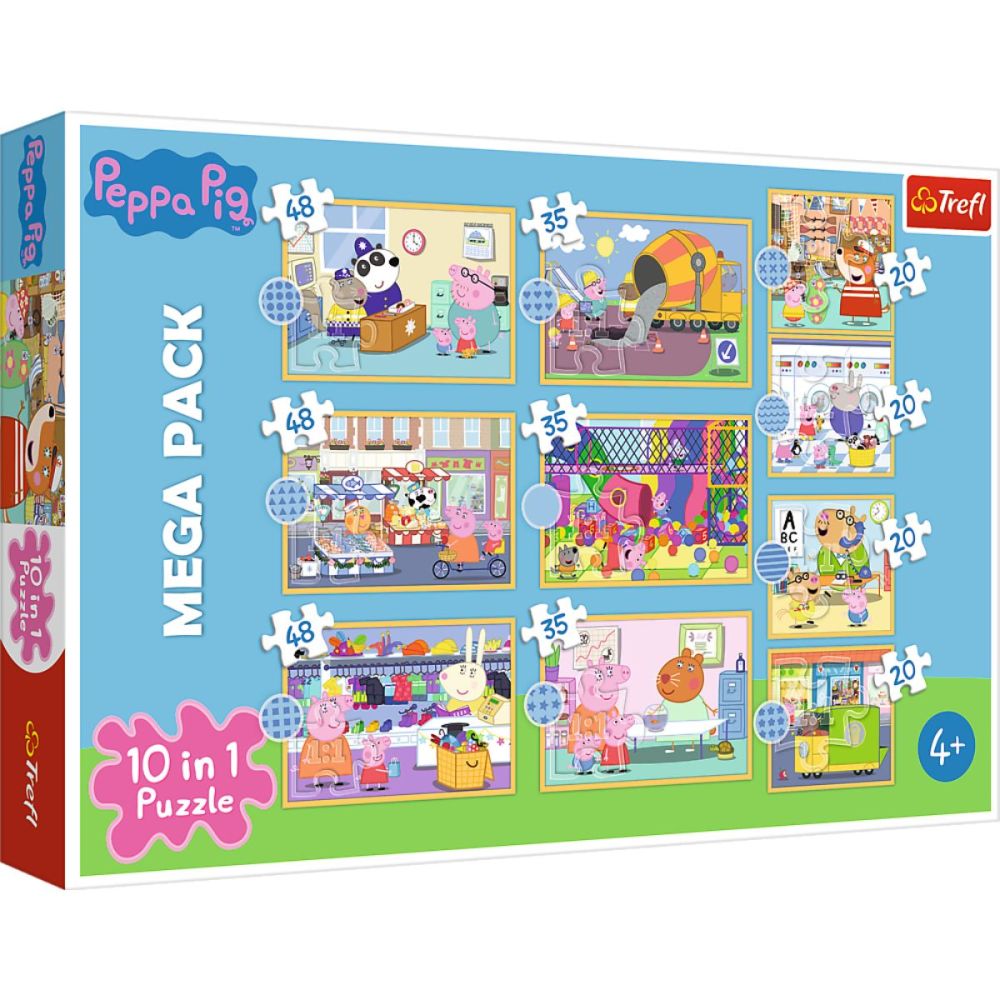 Пъзел 10 в 1, Trefl, Meet Peppa Pig (48, 35 и 20 части)