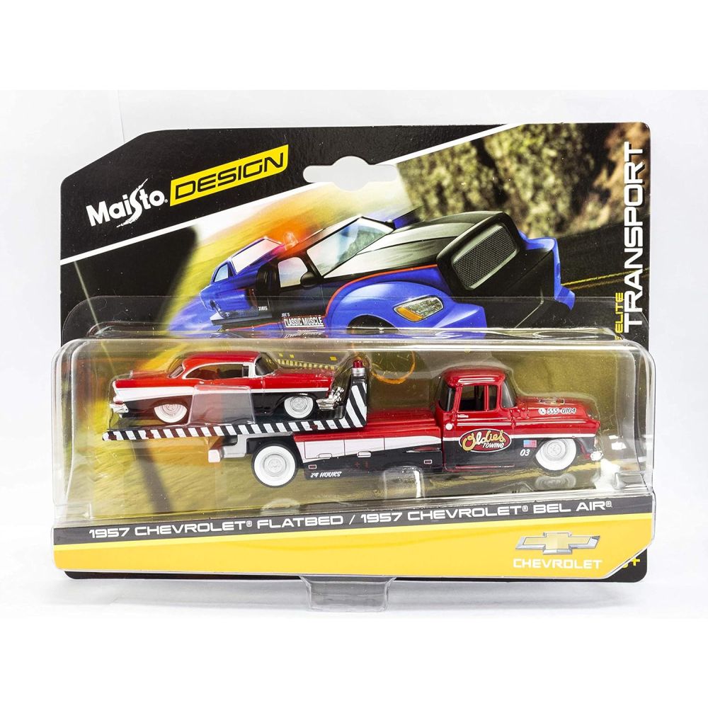 Количка Maisto, Chevrolet Bel Air с ремарке Alameda Trailer Red, 1:64