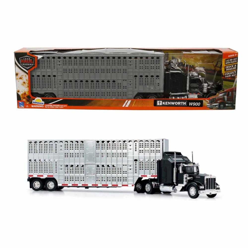Транспортен камион за животни, New Ray, Kenworth W900, 1:43