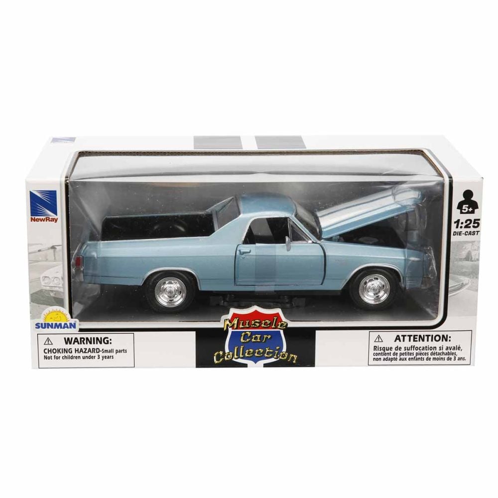 Метален автомобил, New Ray, 1970 Chevrolet El Camino SS, Син, 1:25