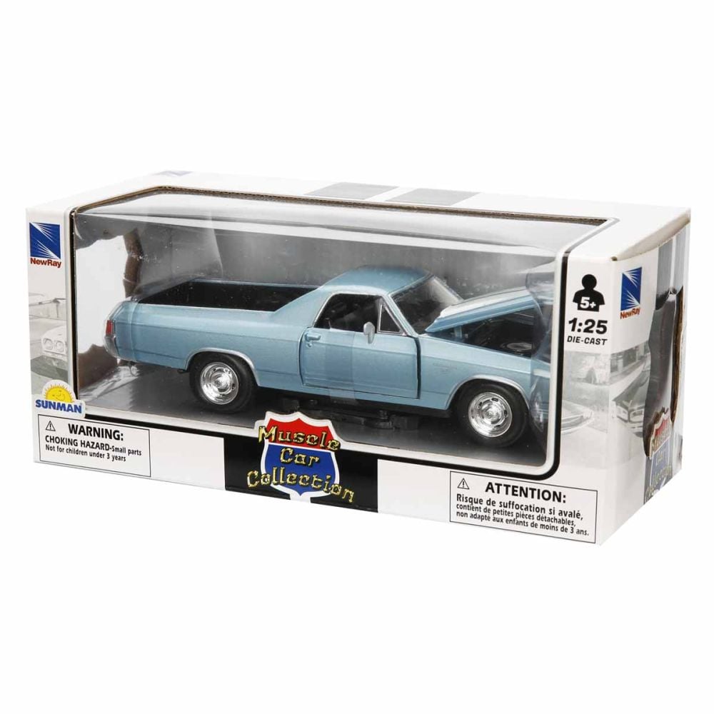 Метален автомобил, New Ray, 1970 Chevrolet El Camino SS, Син, 1:25