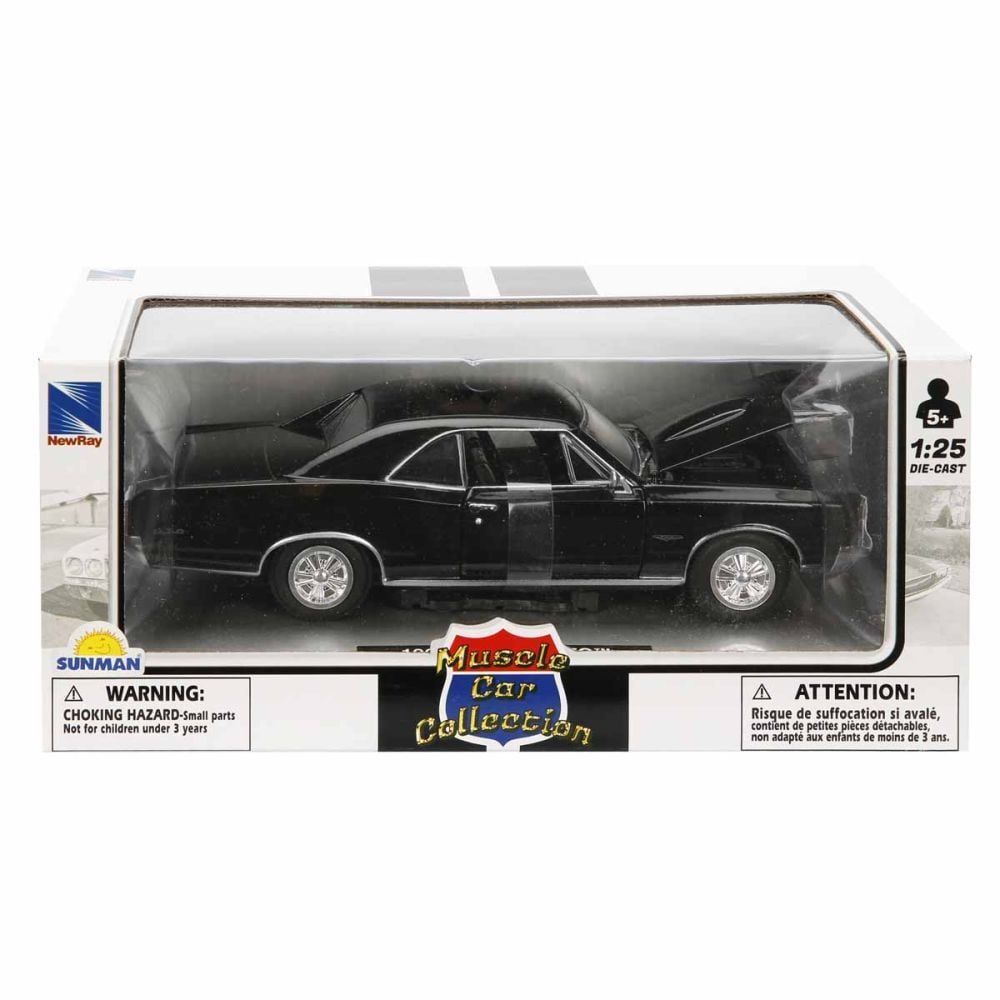 Метален автомобил, New Ray, 1966 Pontiac GTO, Черен, 1:25