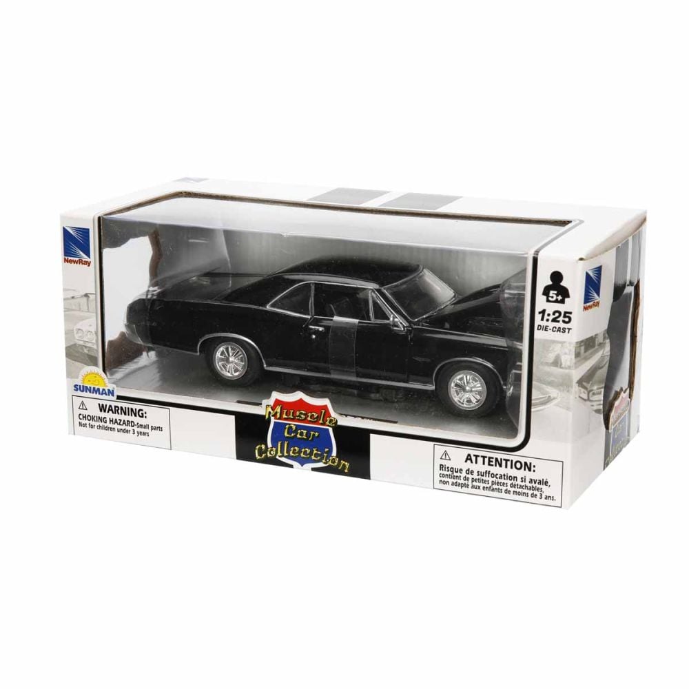 Метален автомобил, New Ray, 1966 Pontiac GTO, Черен, 1:25