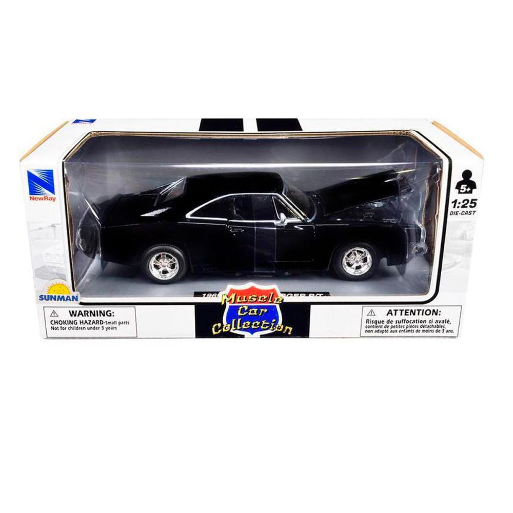 Метален автомобил, New Ray, 1969 Dodge Charger, 1:25, Черен