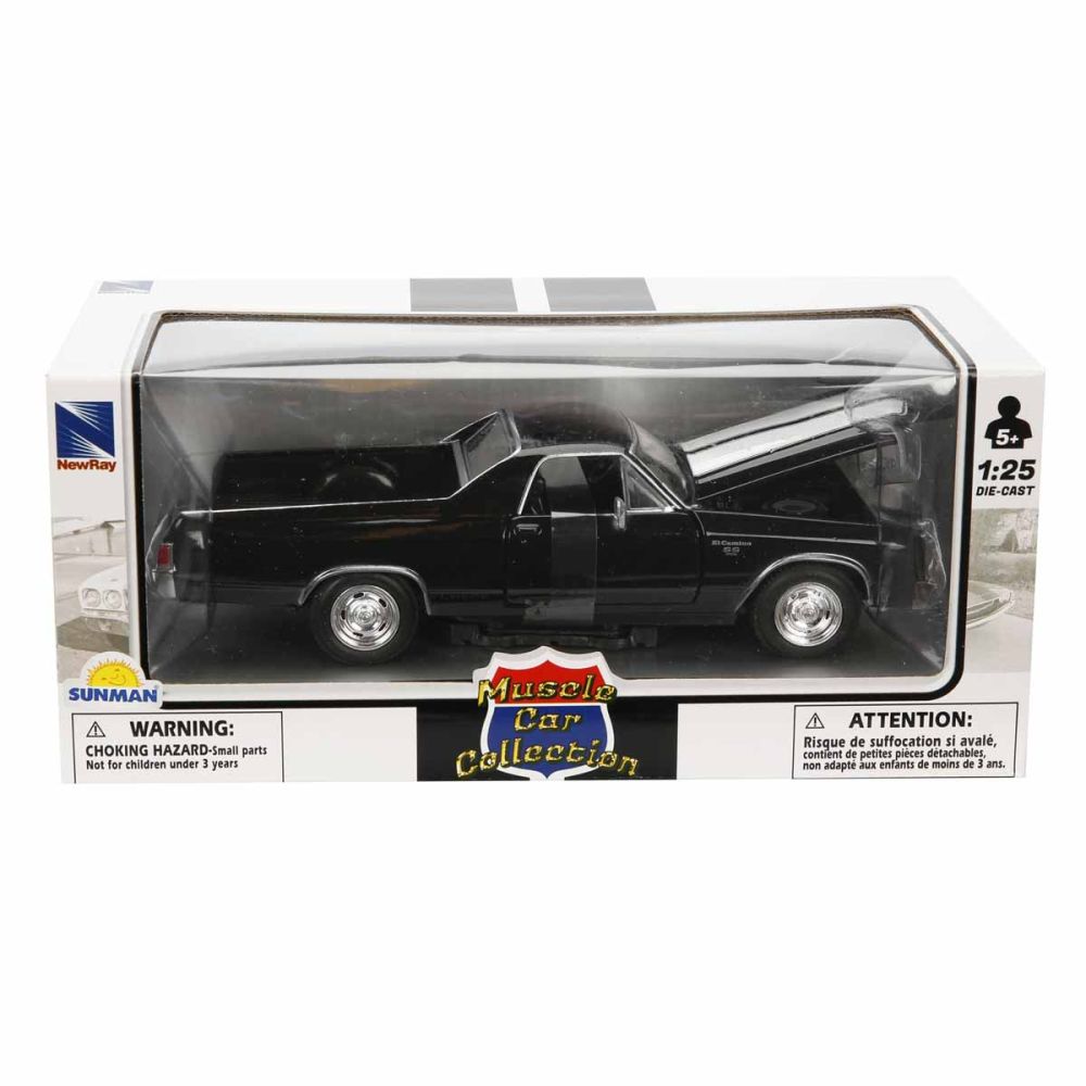 Метален автомобил, New Ray, 1970 Chevrolet El Camino SS, Черен, 1:25