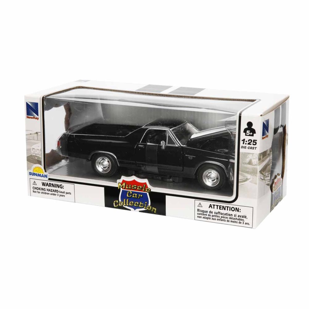 Метален автомобил, New Ray, 1970 Chevrolet El Camino SS, Черен, 1:25