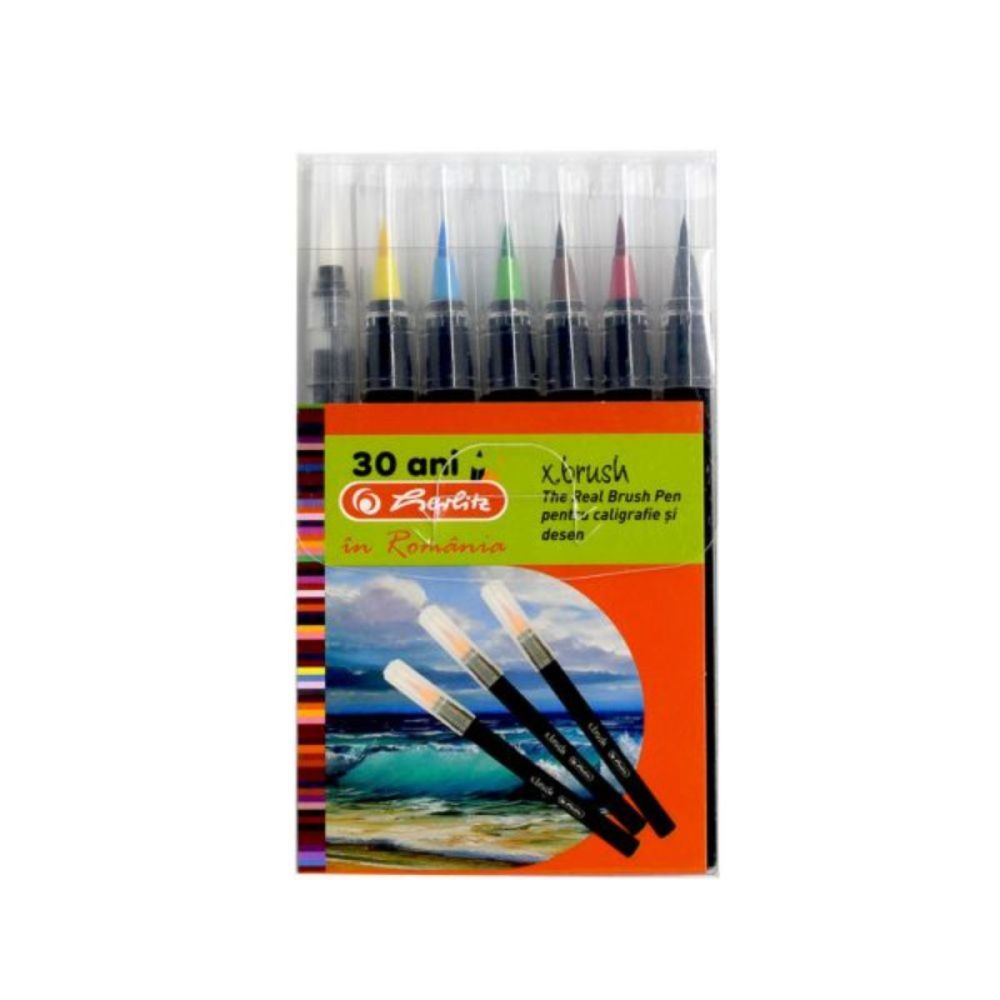 Флумастери с връх тип четка x. Brush Herlitz, комплект 6+1