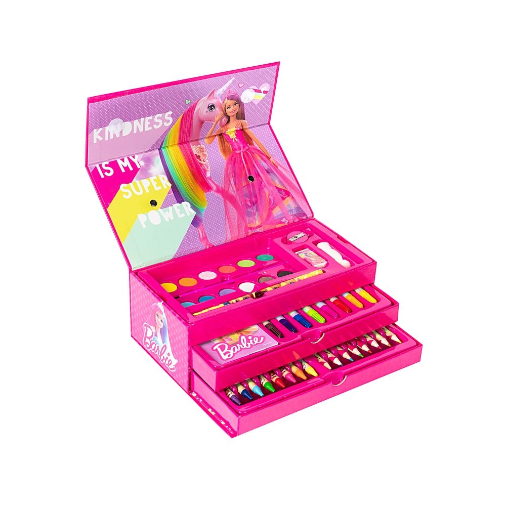 Комплект за рисуване в кутия с чекмеджета, Barbie, 31 части