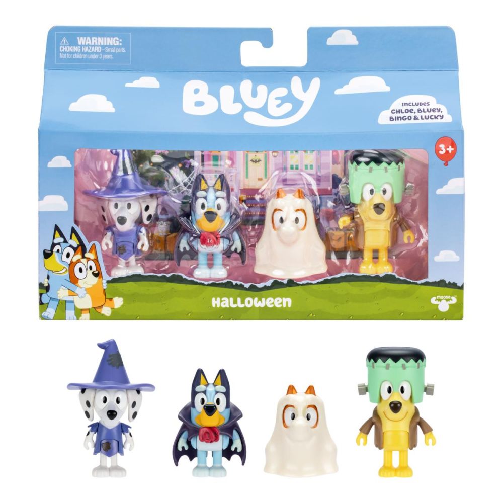 Комплект за игра с 4 фигурки, Bluey, Halloween
