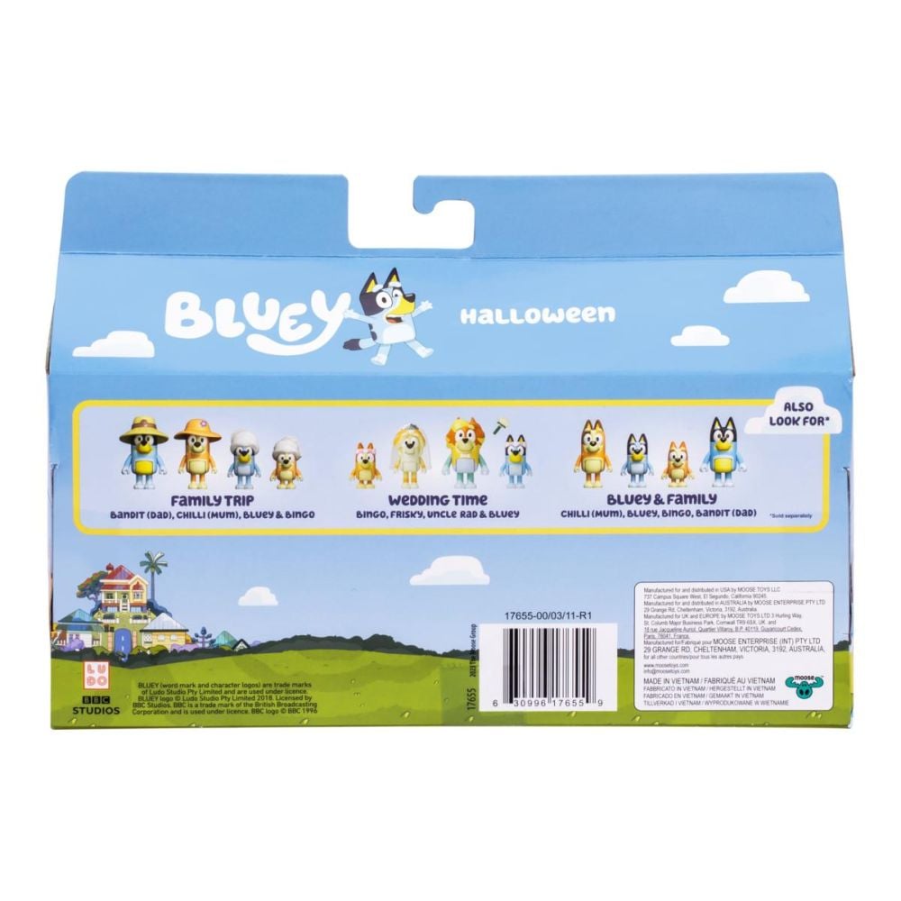Комплект за игра с 4 фигурки, Bluey, Halloween