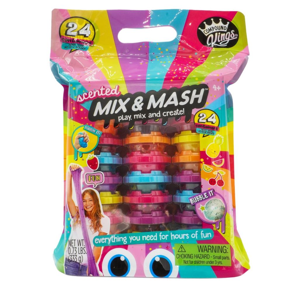 Комплект от 24 контейнера ароматизиран слайм Compound Kings, Mix And Mash Bag, 333 гр