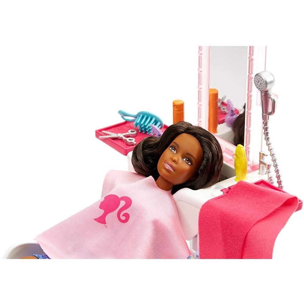 Комплект кукла Barbie брюнетка с аксесоари за фризьор, FJB37
