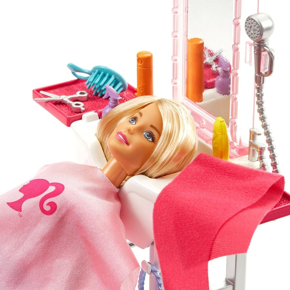 Комплект кукла Barbie с аксесоари за фризьор, FJB36