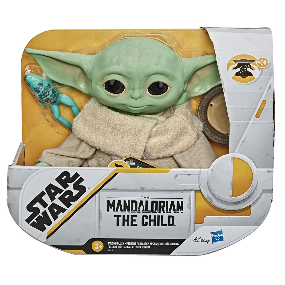 Плюшена интерактивна играчка със звуци Star Wars Baby Yoda, 19 см