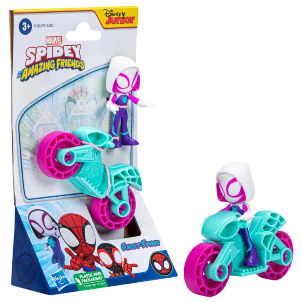 Комплект фигурка с мотоциклет, Spidey and his Amazing Friends, Ghost Spider, F7262