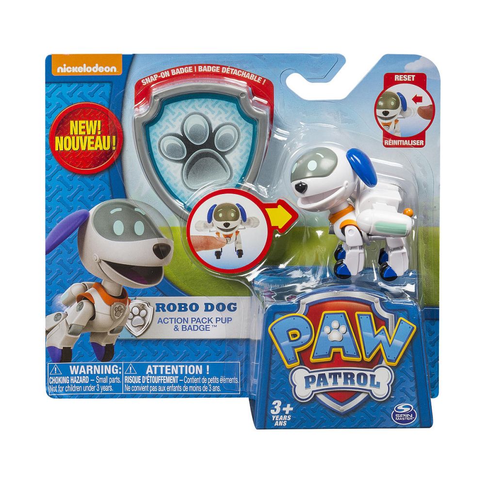 Фигурка и значка Paw Patrol - Robo Dog, 6.3 см