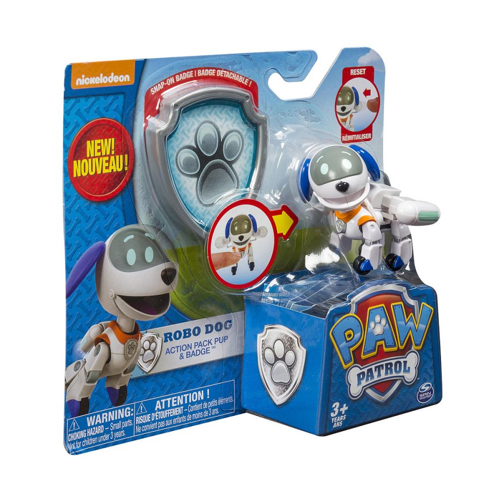 Фигурка и значка Paw Patrol - Robo Dog, 6.3 см