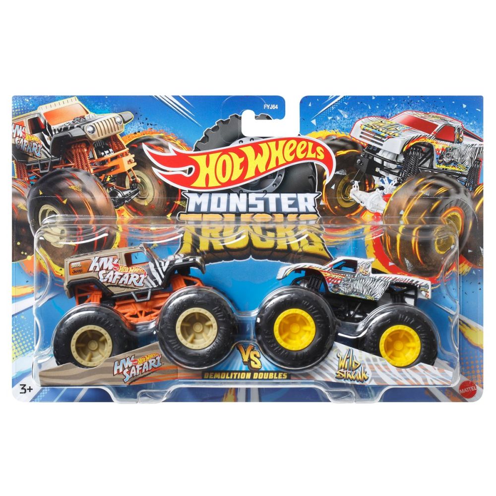 Комплект 2 колички Monster Truck, Hot Wheels, Safari и Wild Streak, HNX26