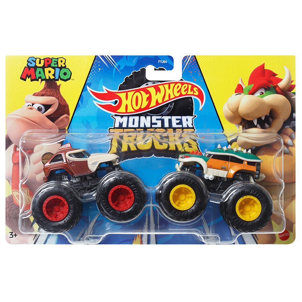 Комплект 2 автомобила Monster Truck, Hot Wheels, Super Mario Donkey Kong and Browser, HWN69