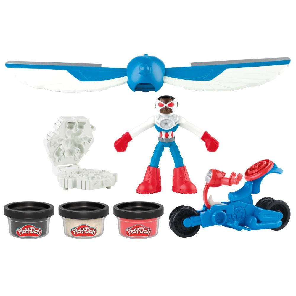 Комплект за игра с фигурка, Play-Doh, Marvel, Captain America и Moto Slicer, G0555