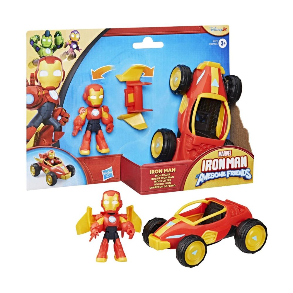 Комплект фигурка с превозно средство, Marvel, Iron Man And His Awesome Friends, Iron Man Racer, G147